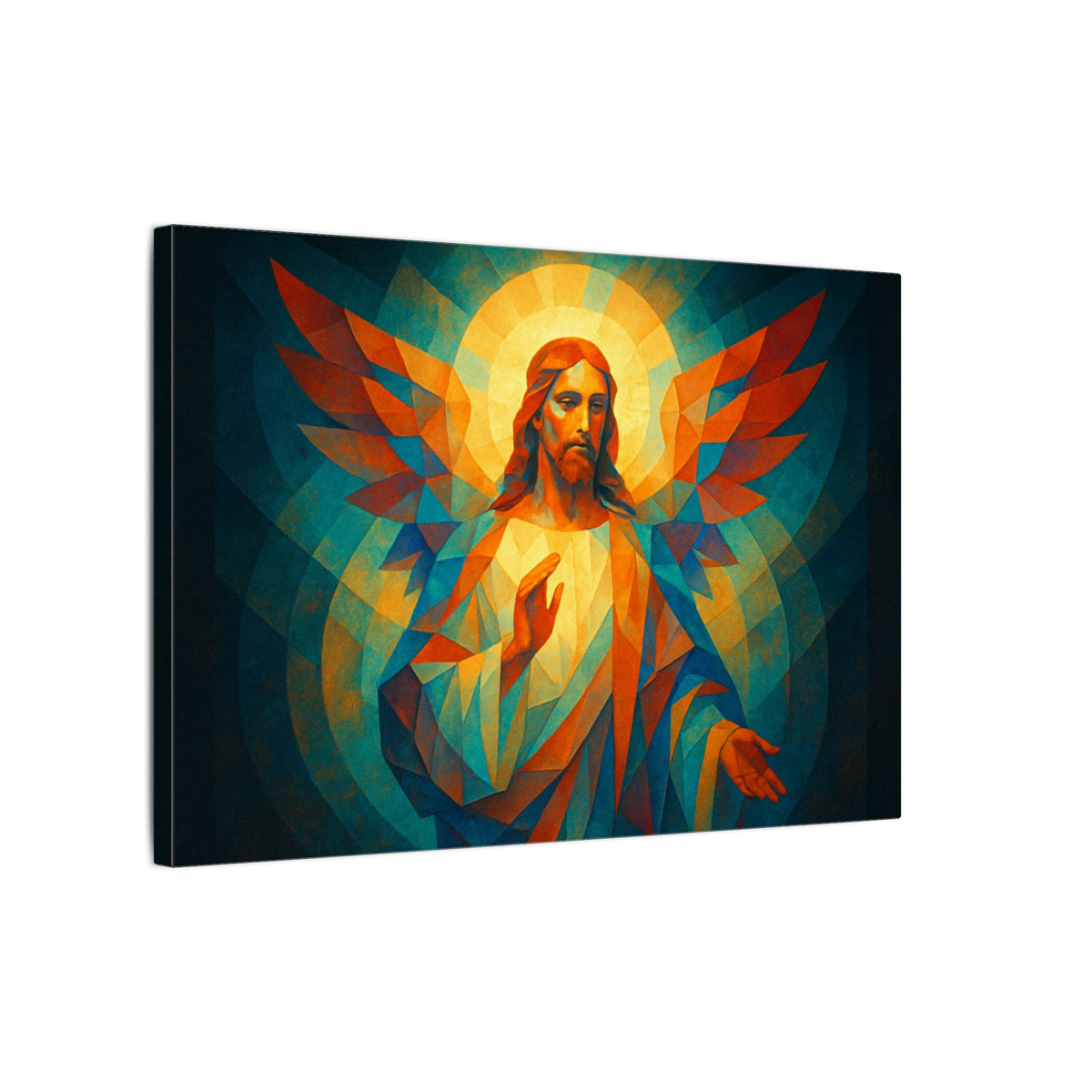 Radiant Mercy – Geometric Jesus Portrait Canvas Print