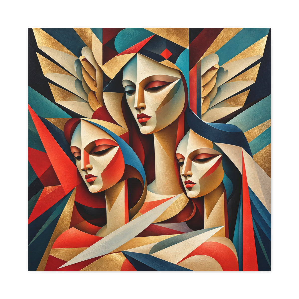 Triad of Grace — Art Deco Cubist Angel Fine Art Print