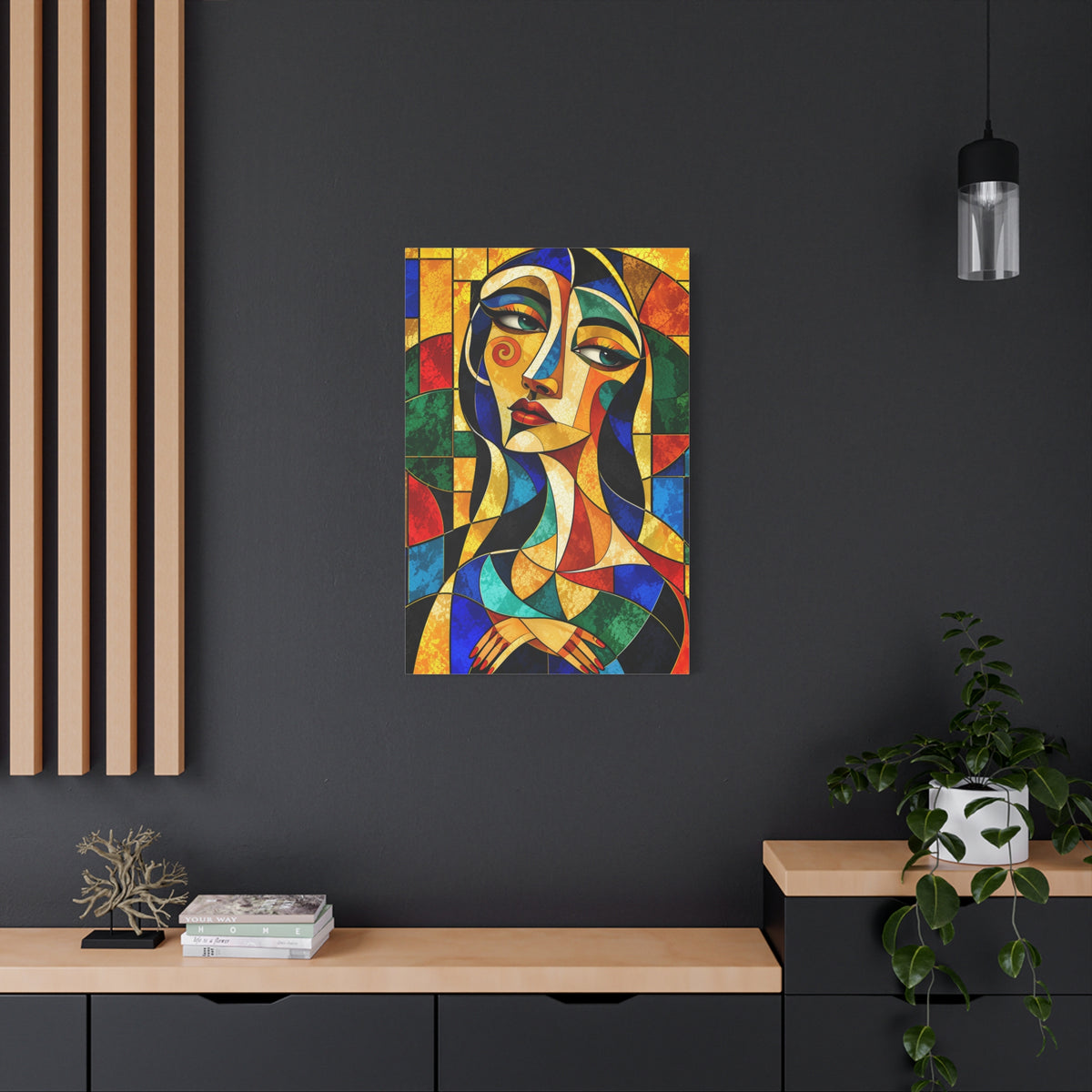 The Geometry of Her — Cubist Stained Glass Portrait Fine Art Print