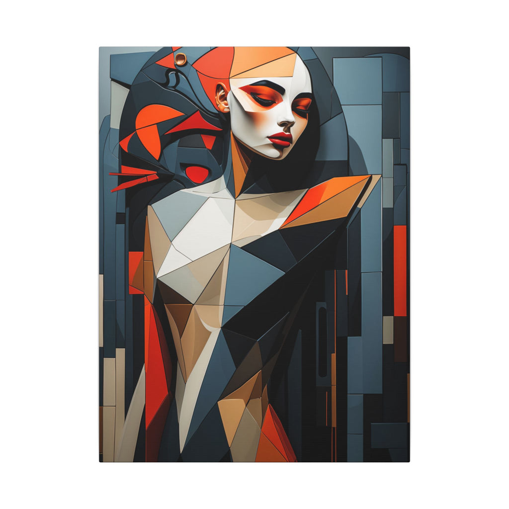 Composed in Structure – Geometric Female Portrait Canvas Print