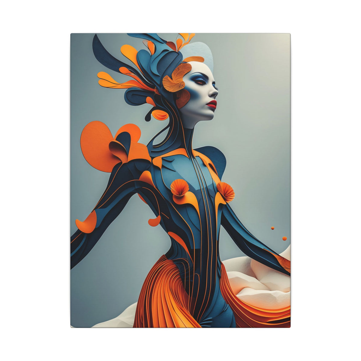 Dressed for Another World – Futuristic Fashion Portrait Canvas Print
