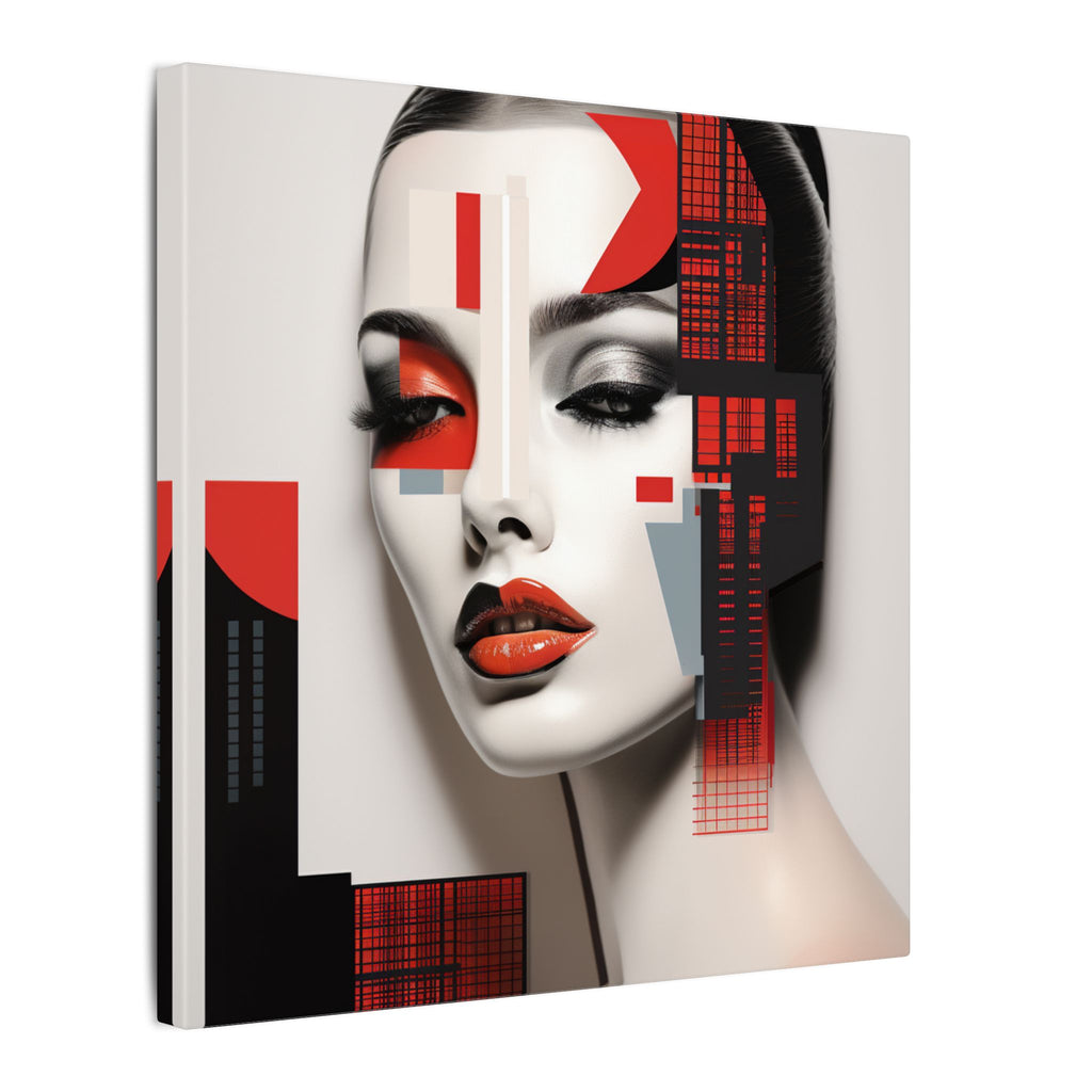 Red Syntax – Geometric Fashion Portrait Canvas Print