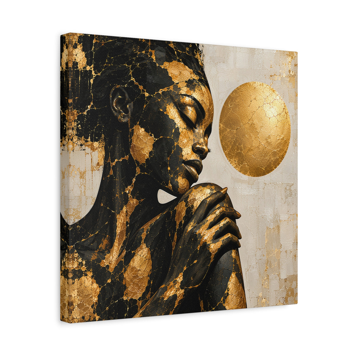 Held in Gold — Modern Black & Gold Woman Portrait