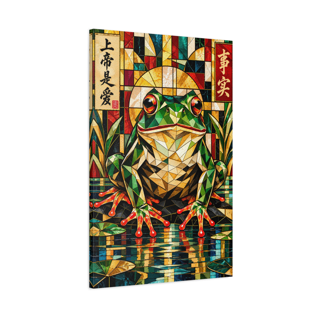 God Is Love—and That’s a Fact | Cubist Stained Glass Frog Art