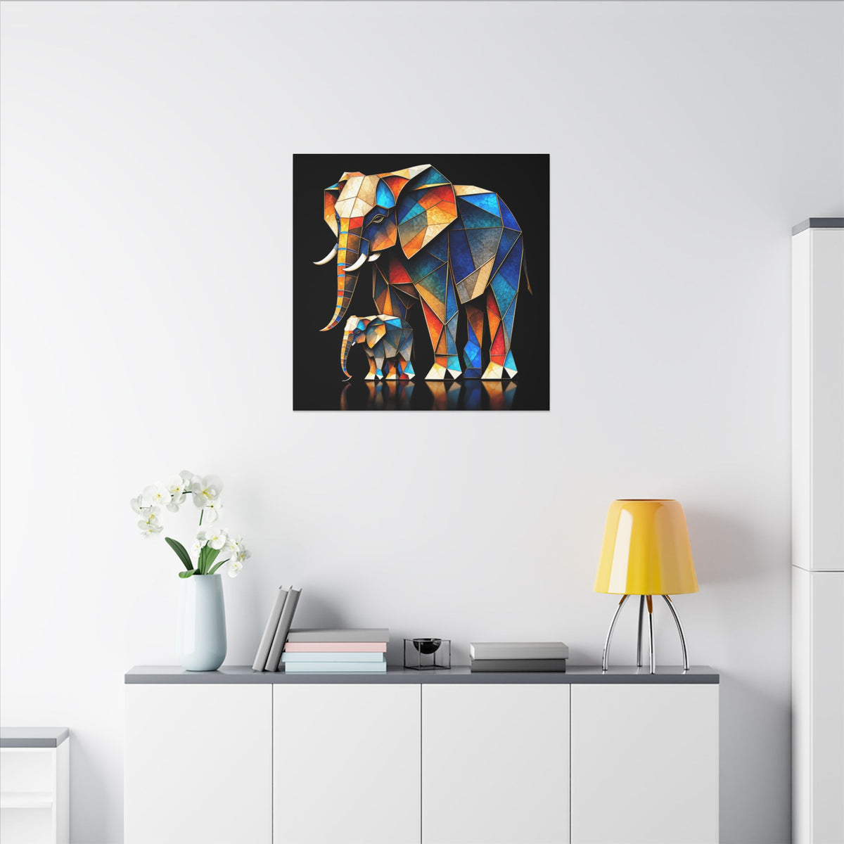 Inheritance of Strength – Geometric Elephant Family Canvas Print