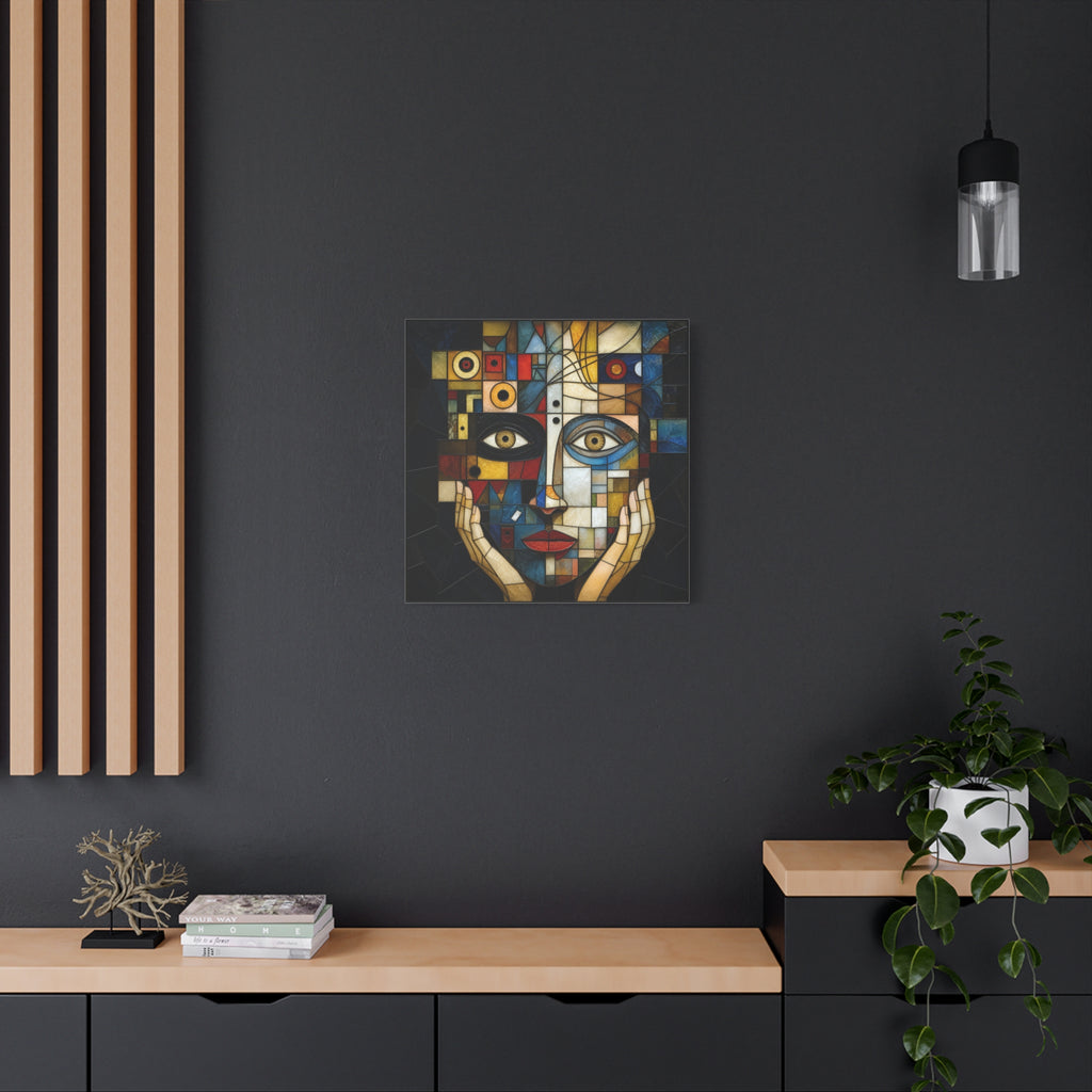 Seen From Within — Cubist Stained Glass Woman Portrait Wall Art