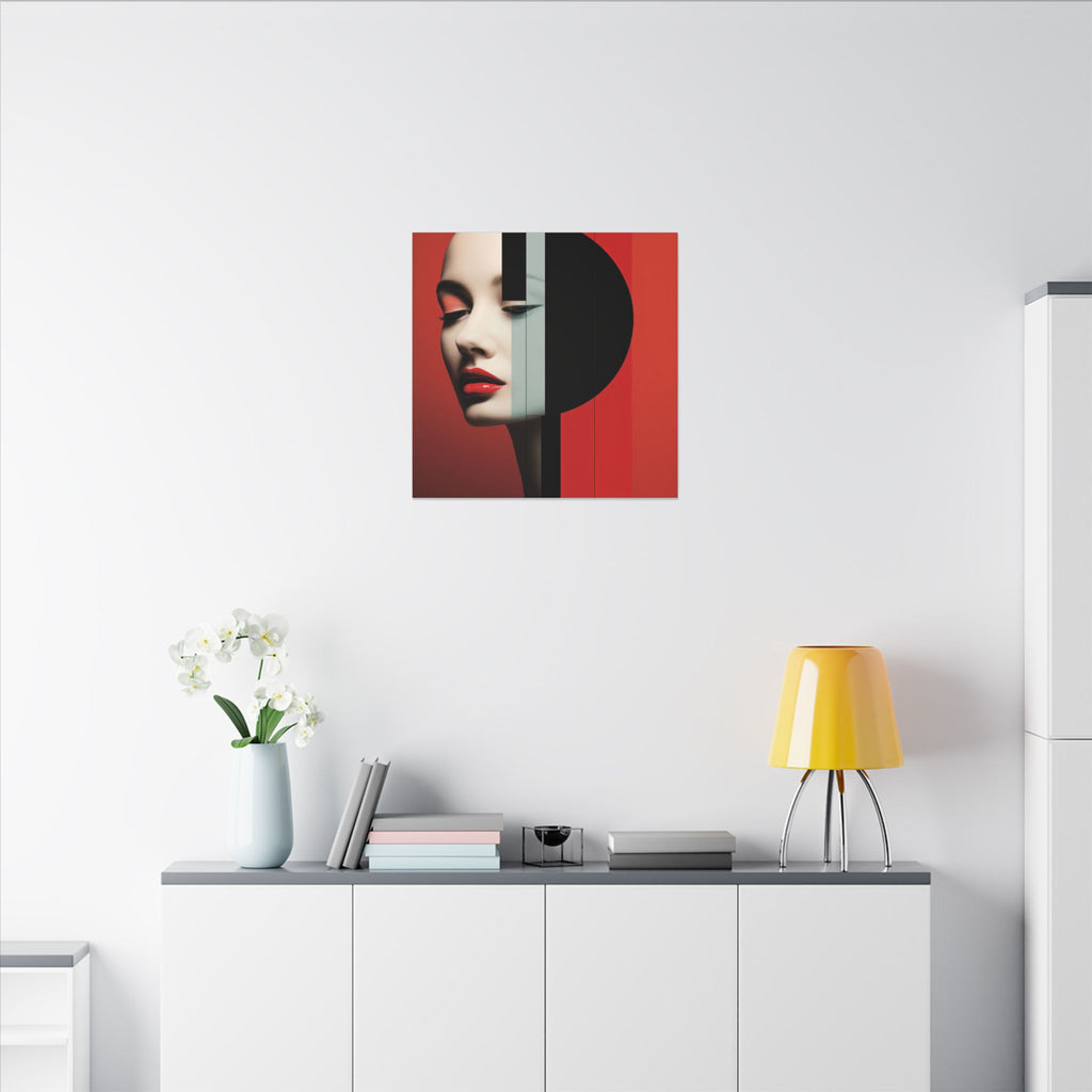Red Eclipse – Modern Geometric Fashion Portrait Canvas Print