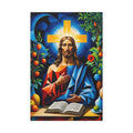 Garden of Grace – Modern Geometric Jesus Canvas Print