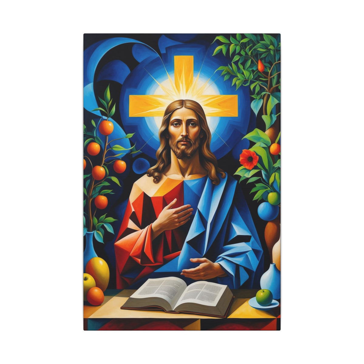 Garden of Grace – Modern Geometric Jesus Canvas Print