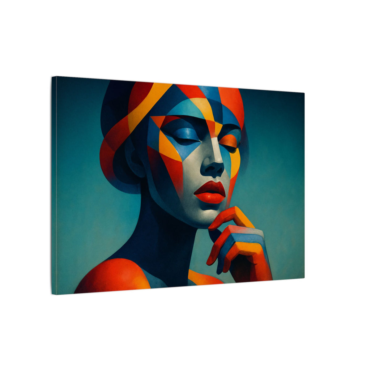 Composed in Color – Geometric Female Portrait Canvas Print