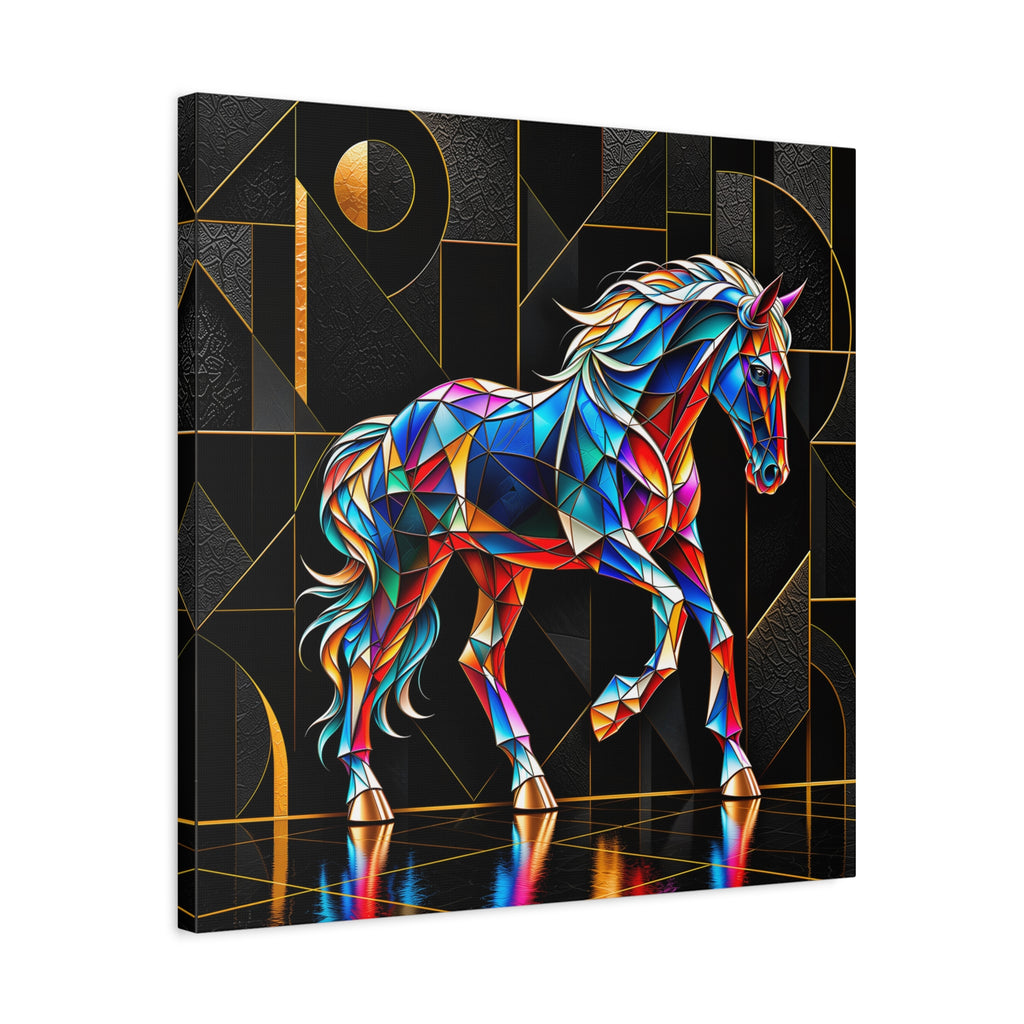 Prismatic Stallion — Stained Glass Geometric Horse Wall Art