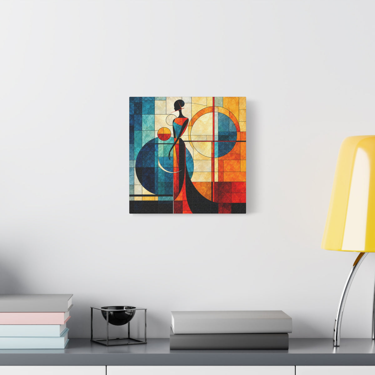 Solar Silhouette — Art Deco Stained Glass Woman Canvas