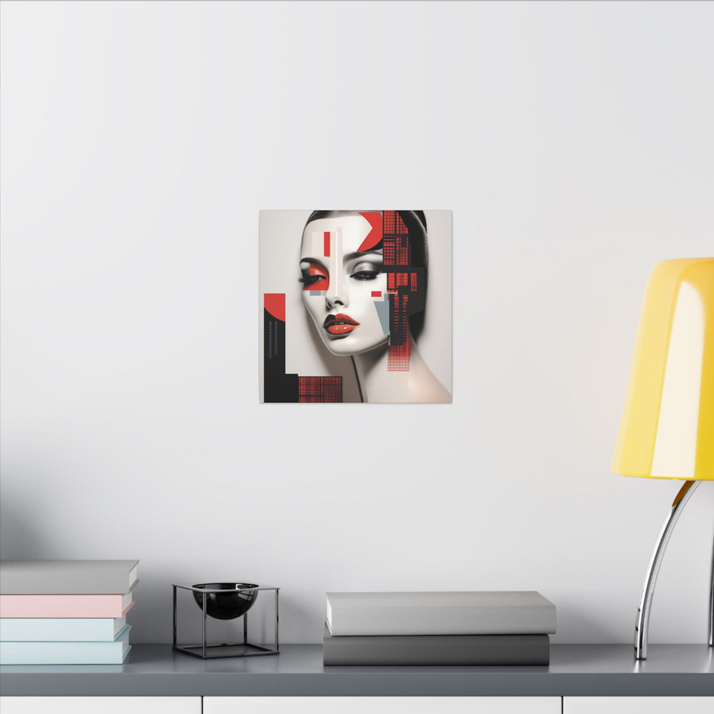 Red Syntax – Geometric Fashion Portrait Canvas Print