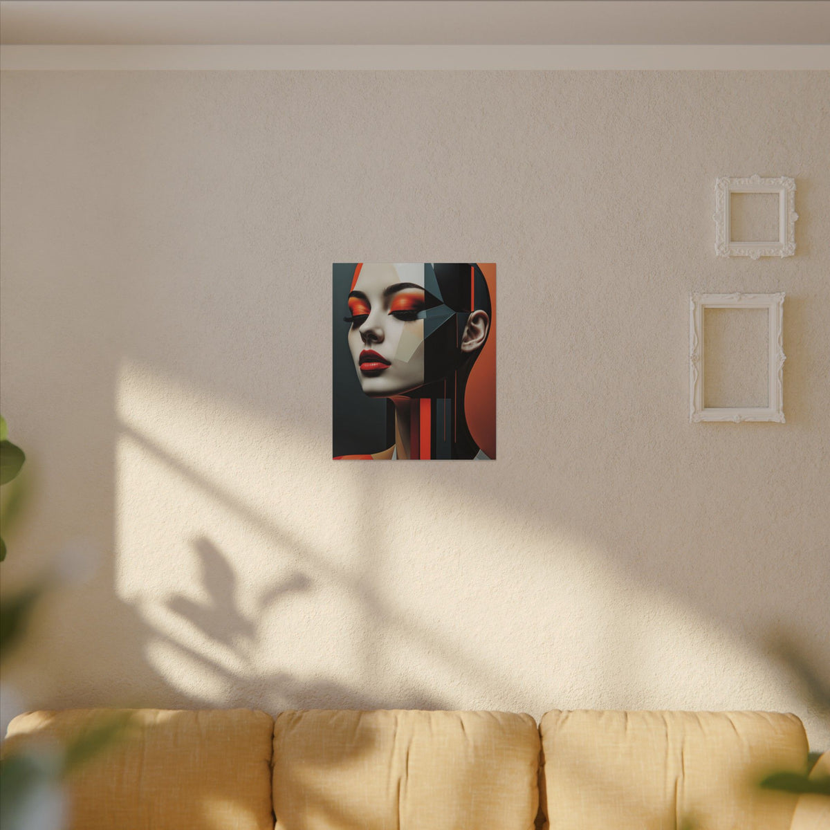 Quiet Voltage – Futurist Geometric Female Portrait Canvas Print