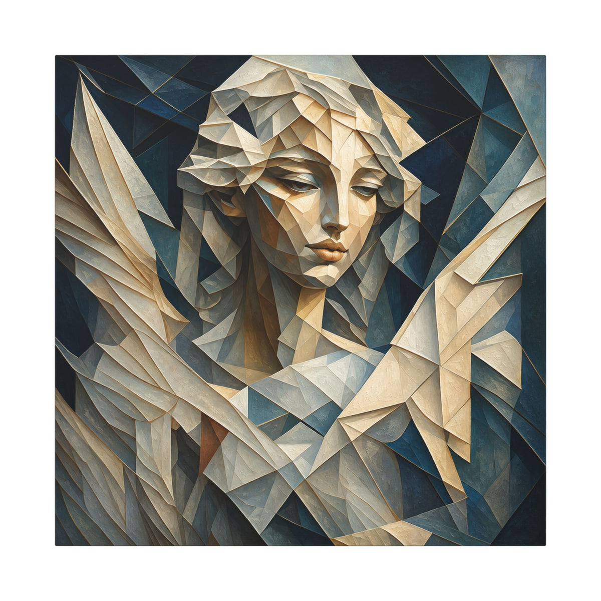 Quiet Messenger – Faceted Cubist Angel Canvas Print