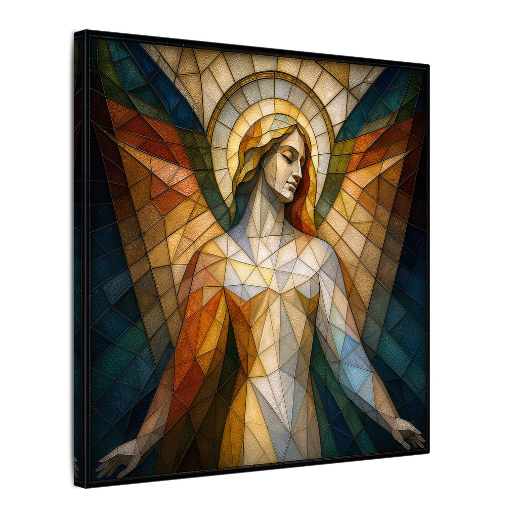 Grace in Light – Geometric Stained Glass Angel Canvas Print