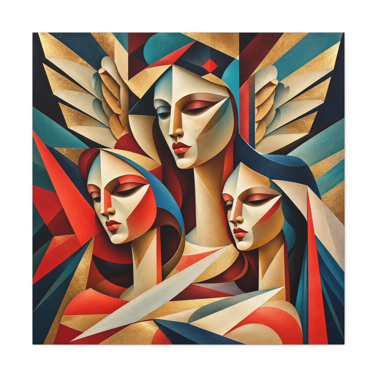 Triad of Grace — Art Deco Cubist Angel Fine Art Print