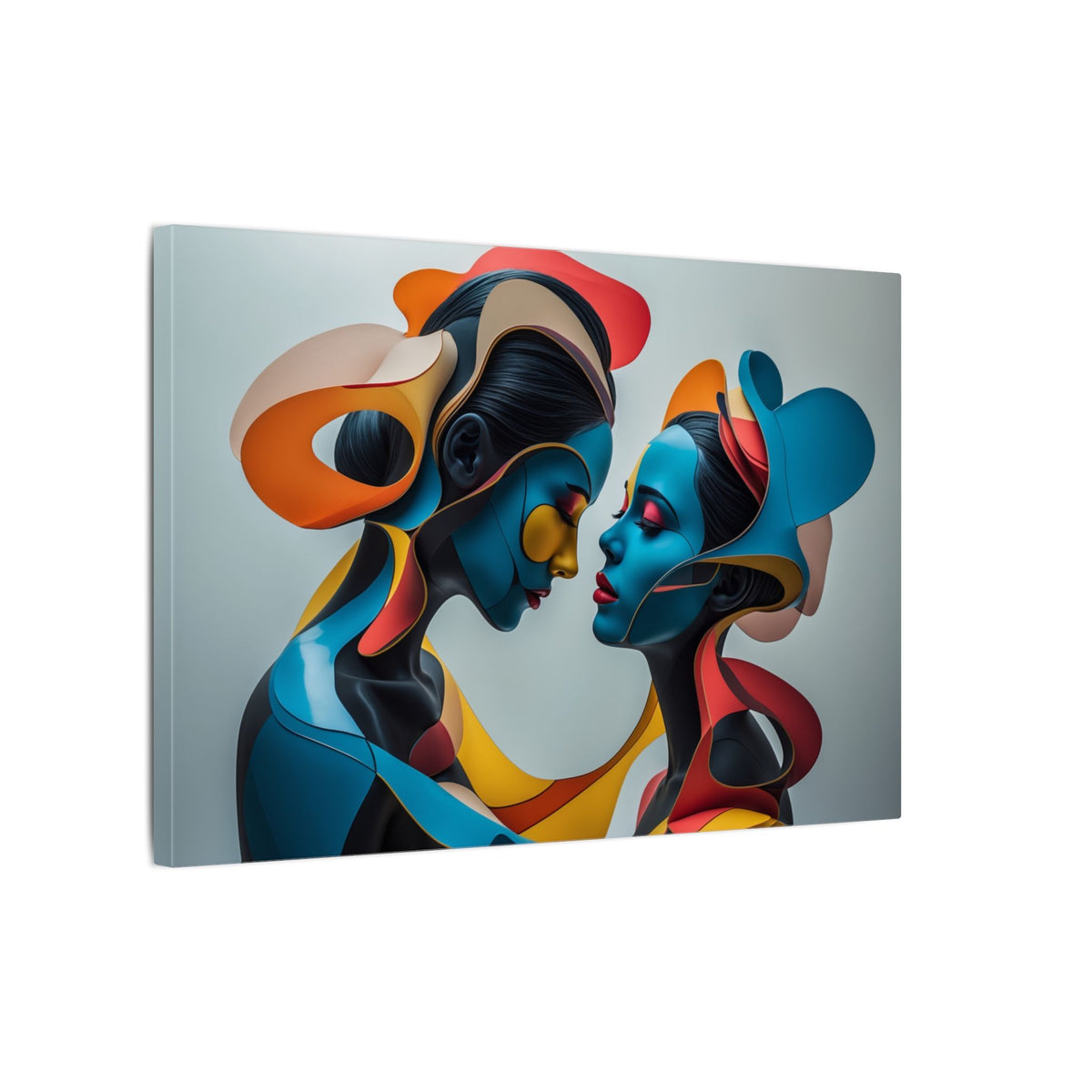 Almost Touching – Futurist Dual Portrait Canvas Print