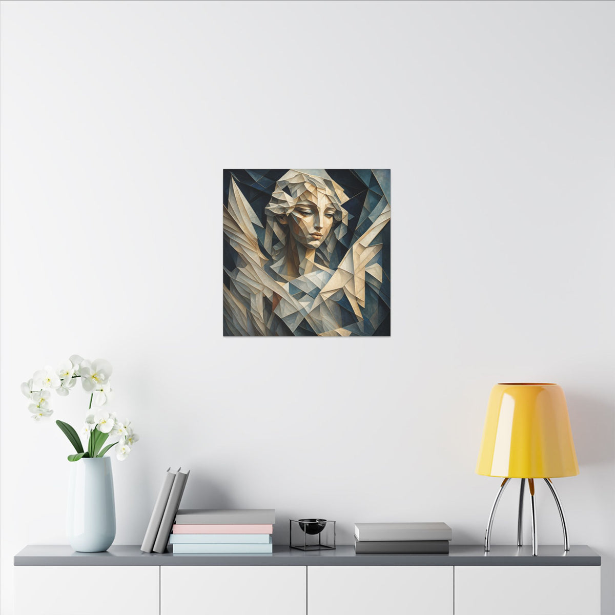 Quiet Messenger – Faceted Cubist Angel Canvas Print