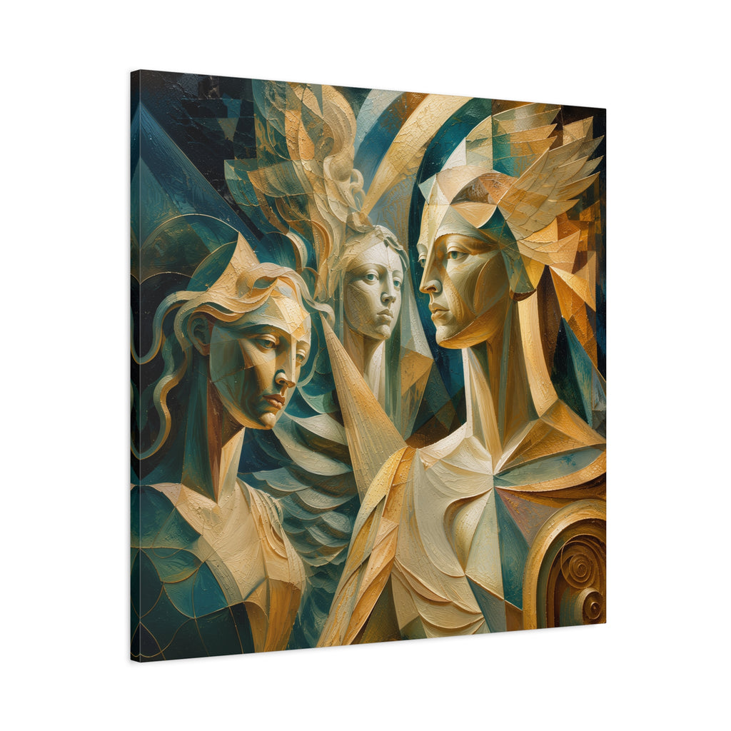 Chorus of Grace — Celestial Cubist Portrait Fine Art Print