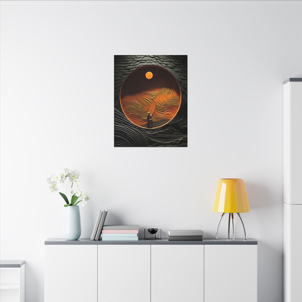 Inside the Orange Moon – Surreal Abstract Portal Canvas Print
