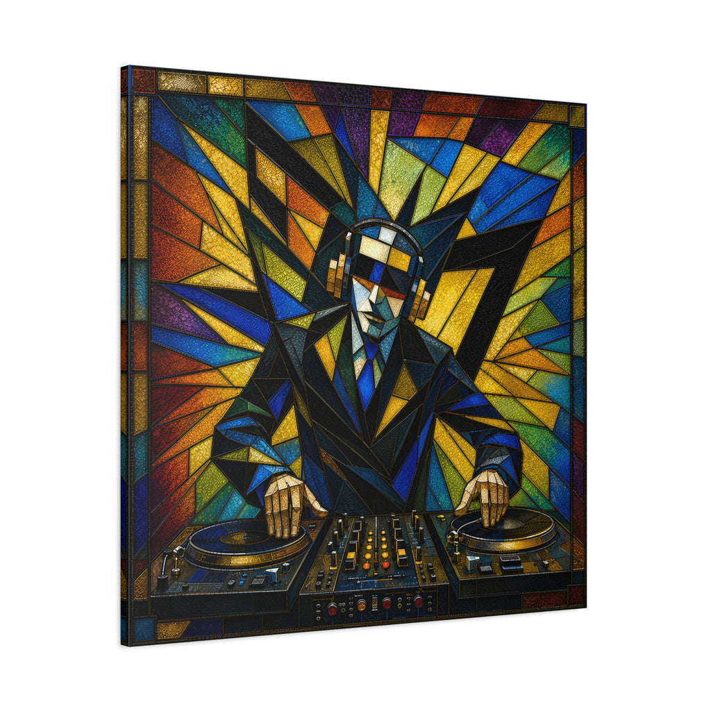 Frequency State – Abstract Stained Glass DJ Pop Art Canvas Print