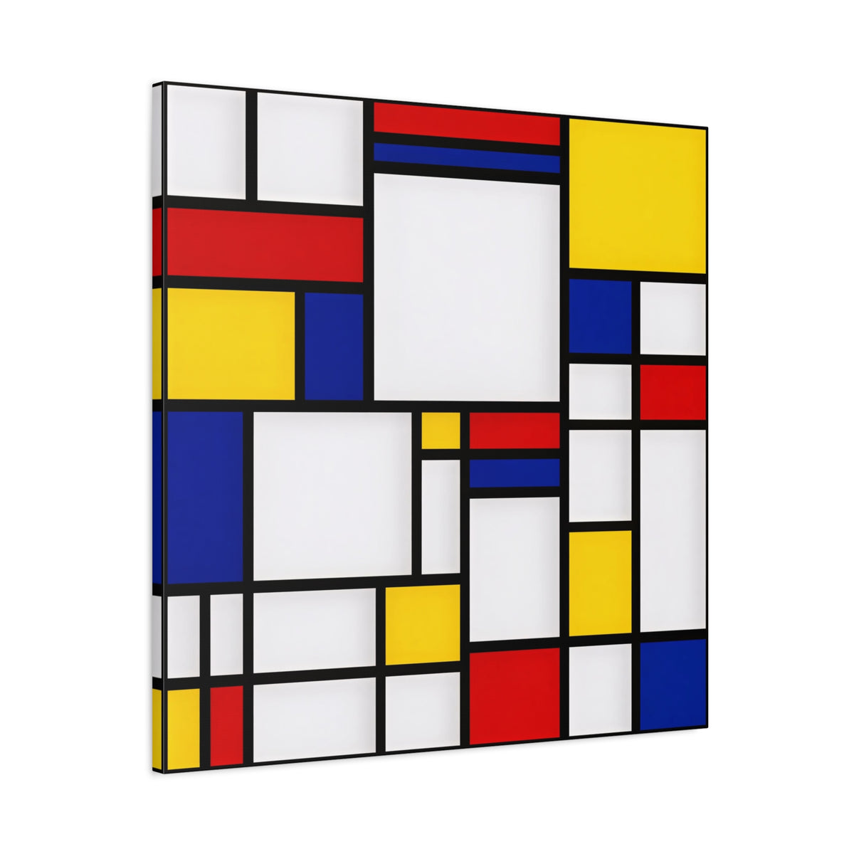 Abstract Geometric Canvas Art – Red, Blue & Yellow Stretched Print