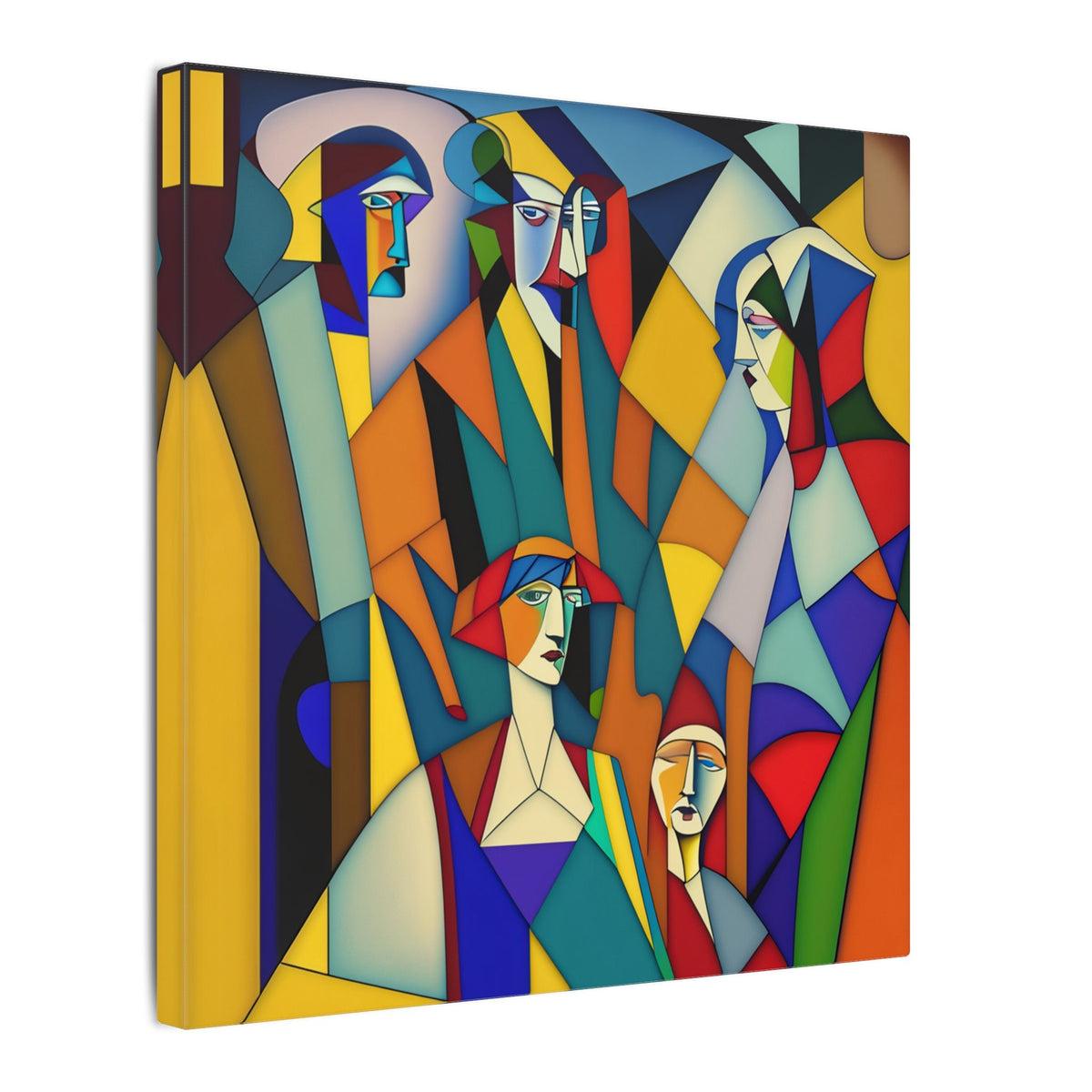 The Gathering of Selves – Colorful Geometric Figurative Canvas Print