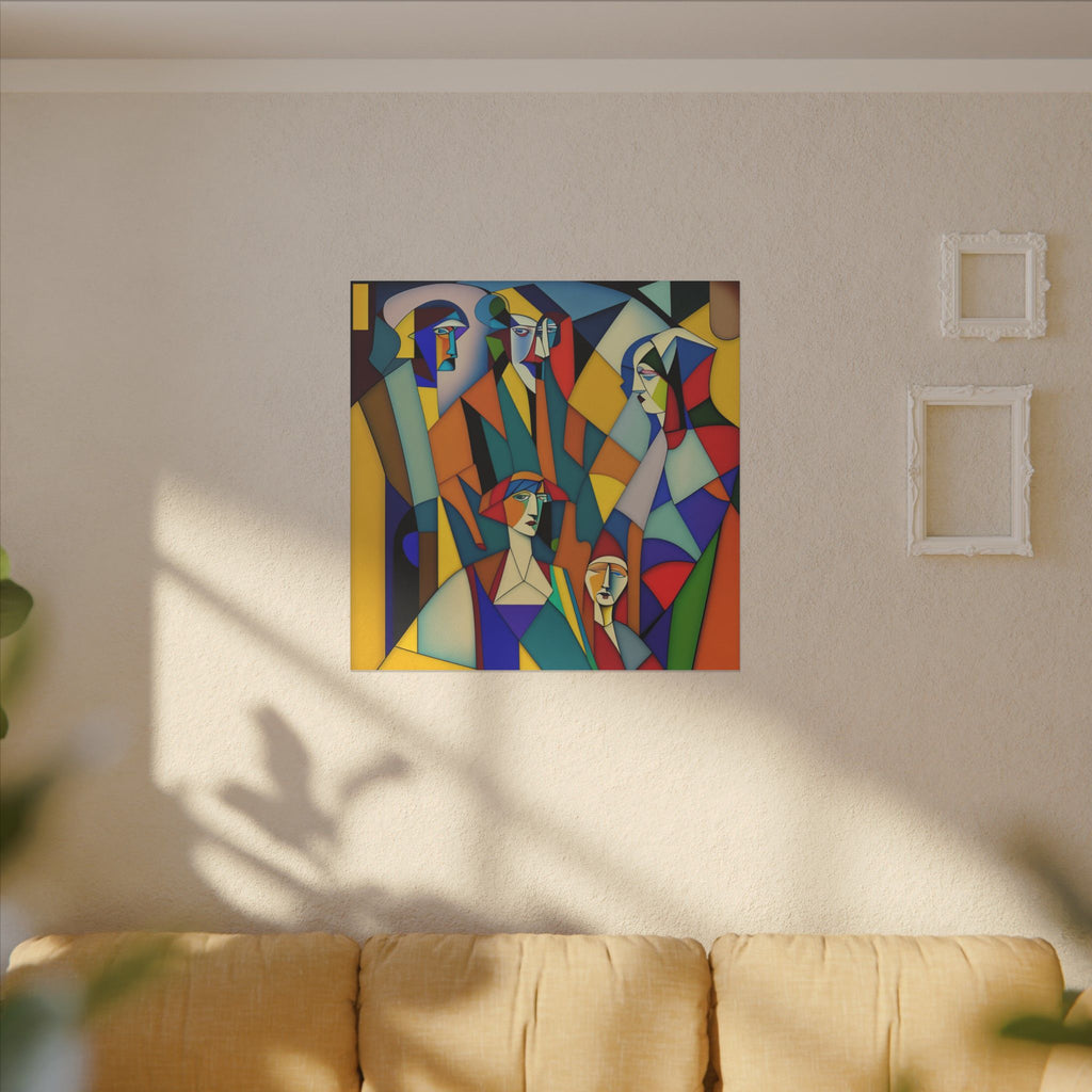 The Gathering of Selves – Colorful Geometric Figurative Canvas Print