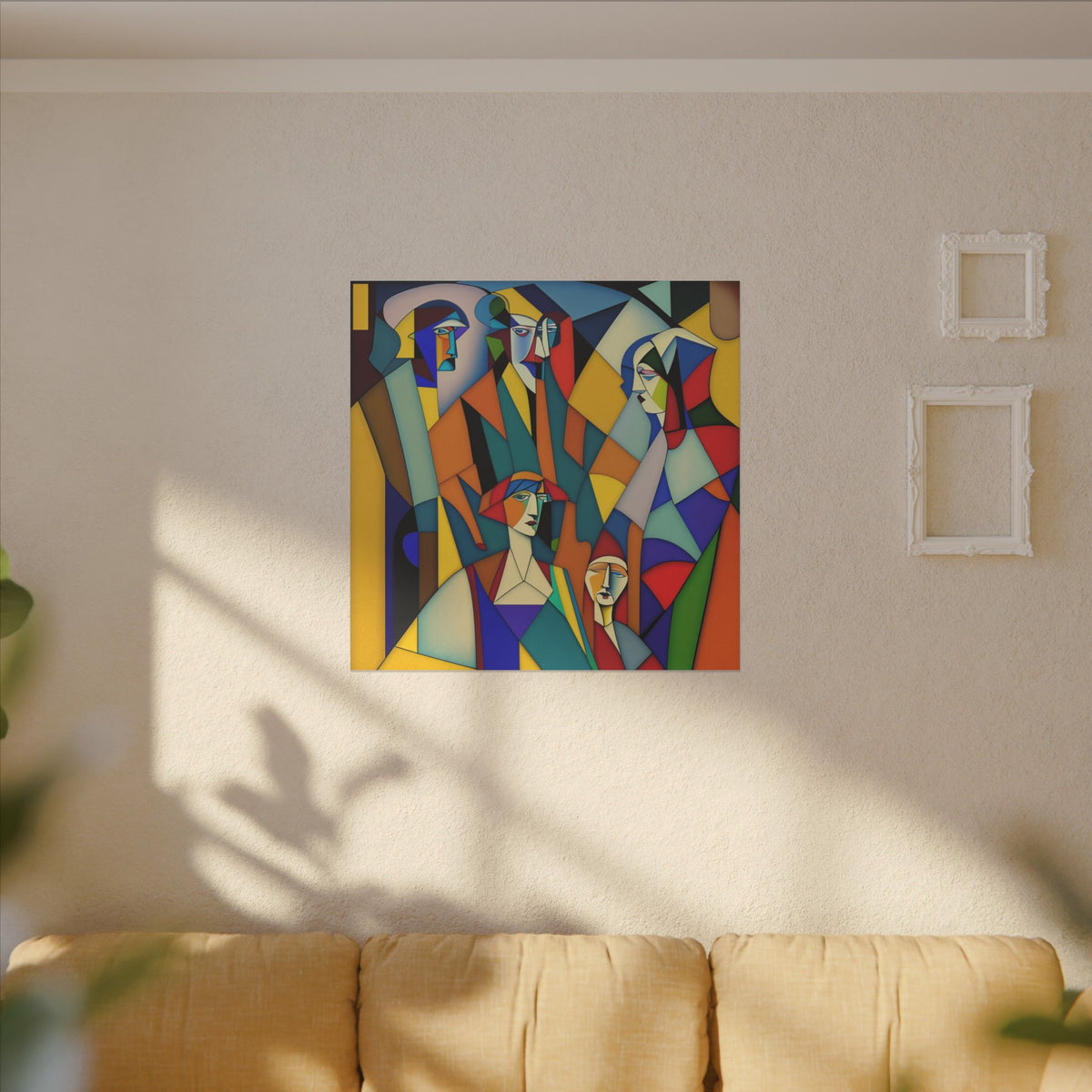 The Gathering of Selves – Colorful Geometric Figurative Canvas Print