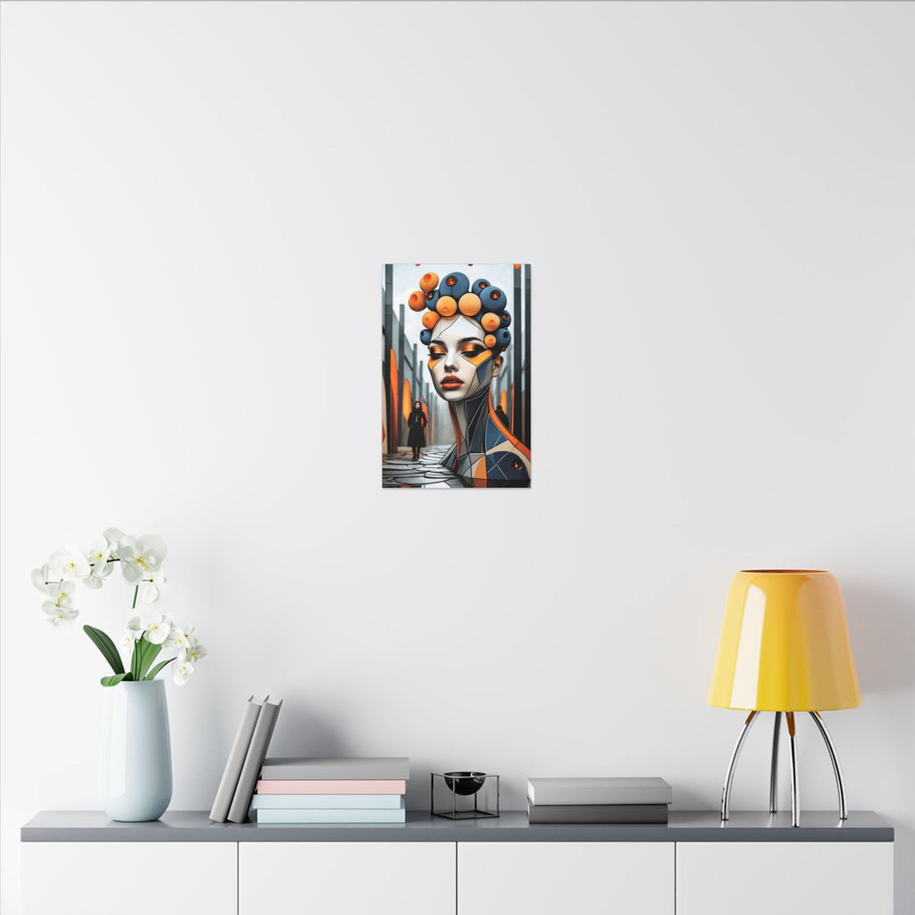 Orbital Crown – Futurist Geometric Female Portrait Canvas Print