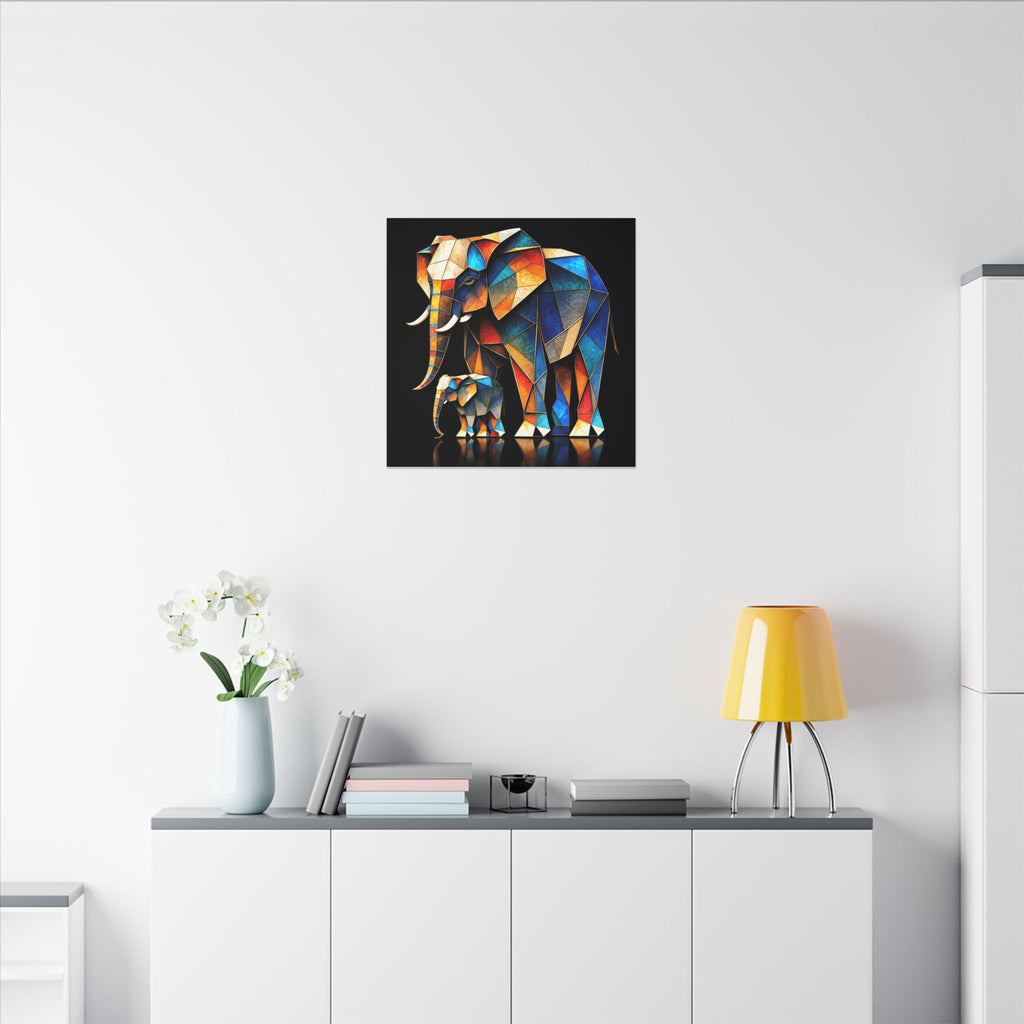 Inheritance of Strength – Geometric Elephant Family Canvas Print