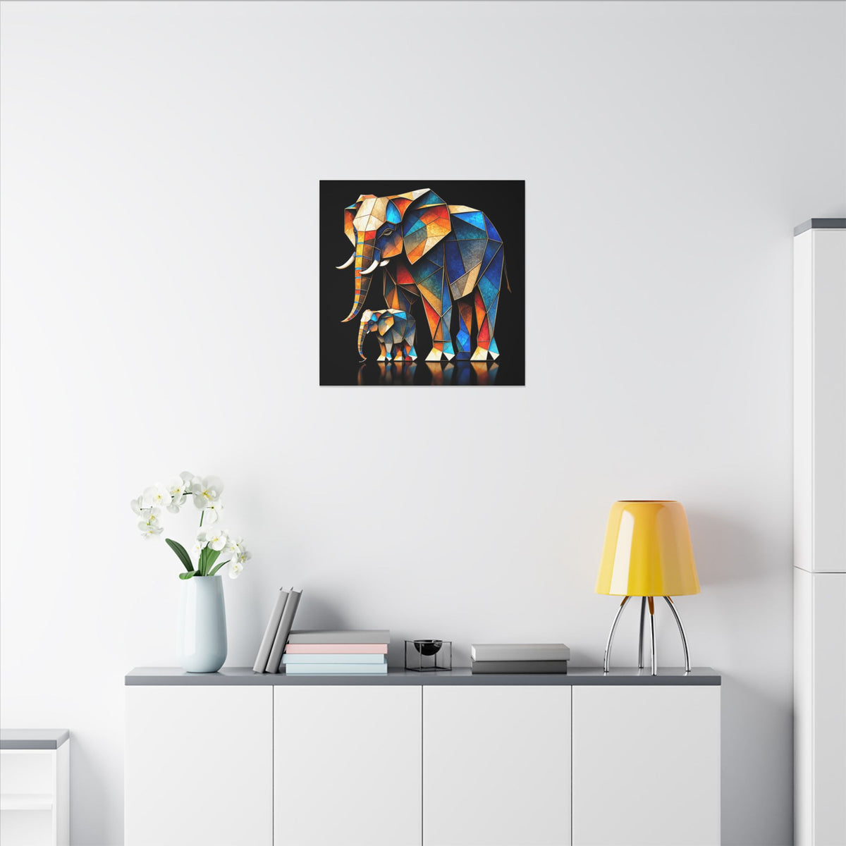 Inheritance of Strength – Geometric Elephant Family Canvas Print
