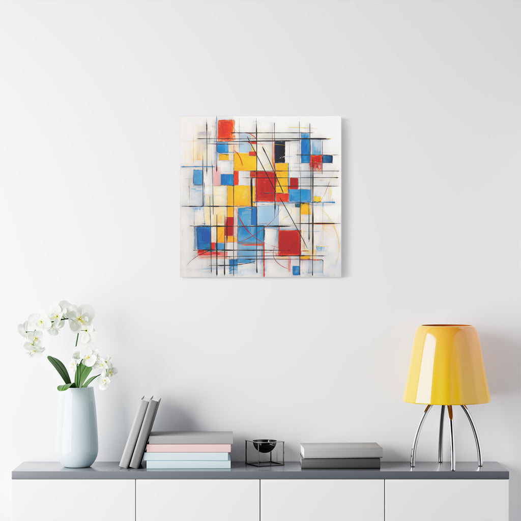 Controlled Chaos — Modern Geometric Abstract in Red, Blue, Yellow & Black