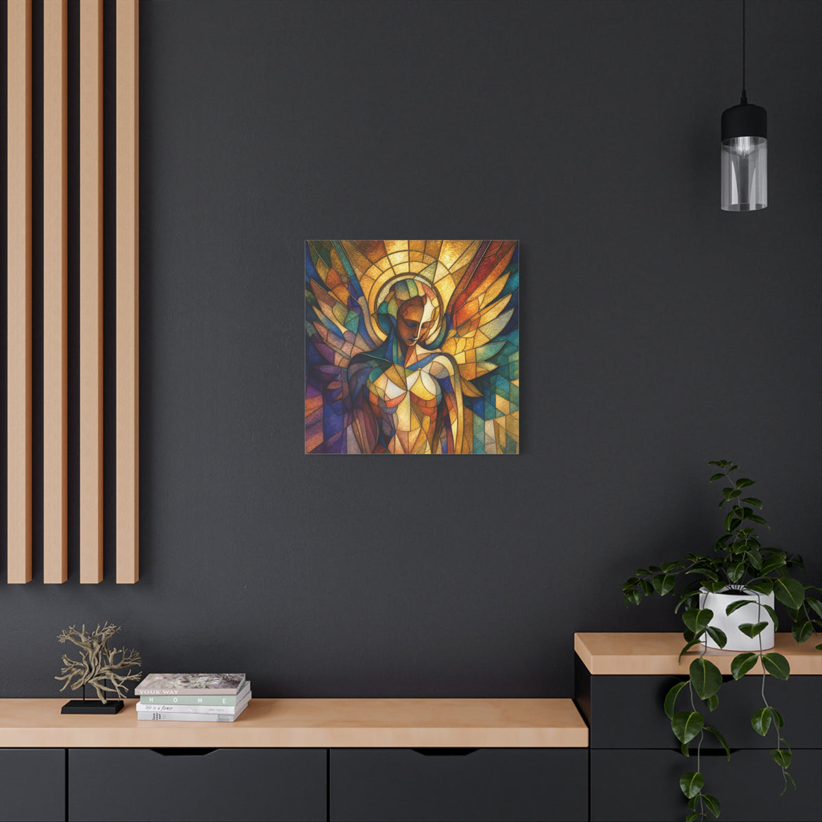 Grace in Full Color — Modern Stained Glass Angel Wall Art
