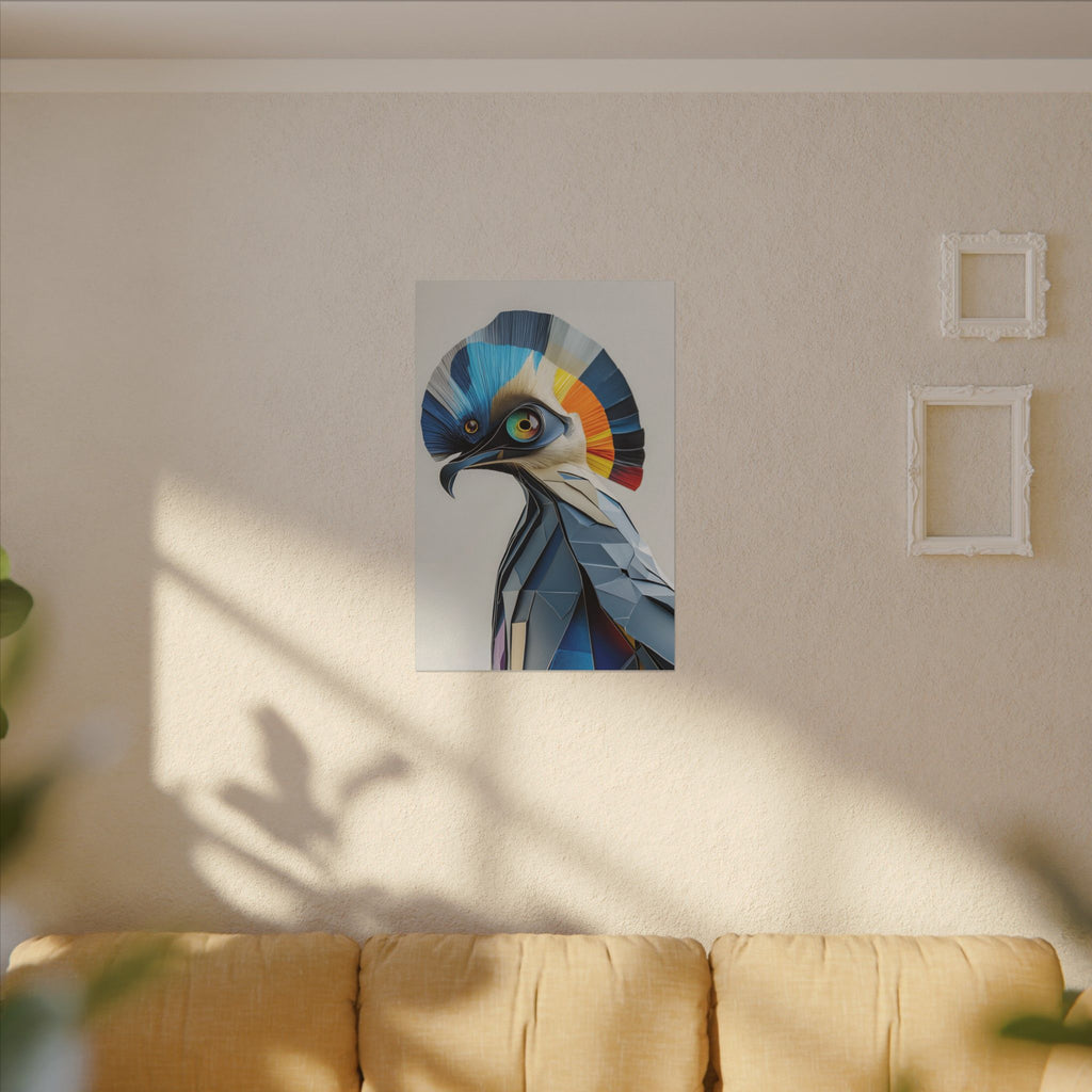 Crest of Light – Geometric Crested Bird Canvas Print