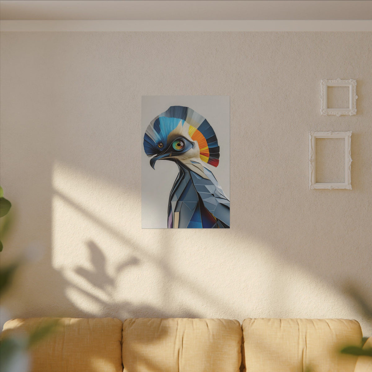 Crest of Light – Geometric Crested Bird Canvas Print