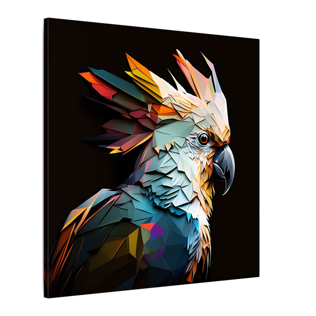 Crowned Instinct – Geometric Cockatoo Portrait Canvas Print
