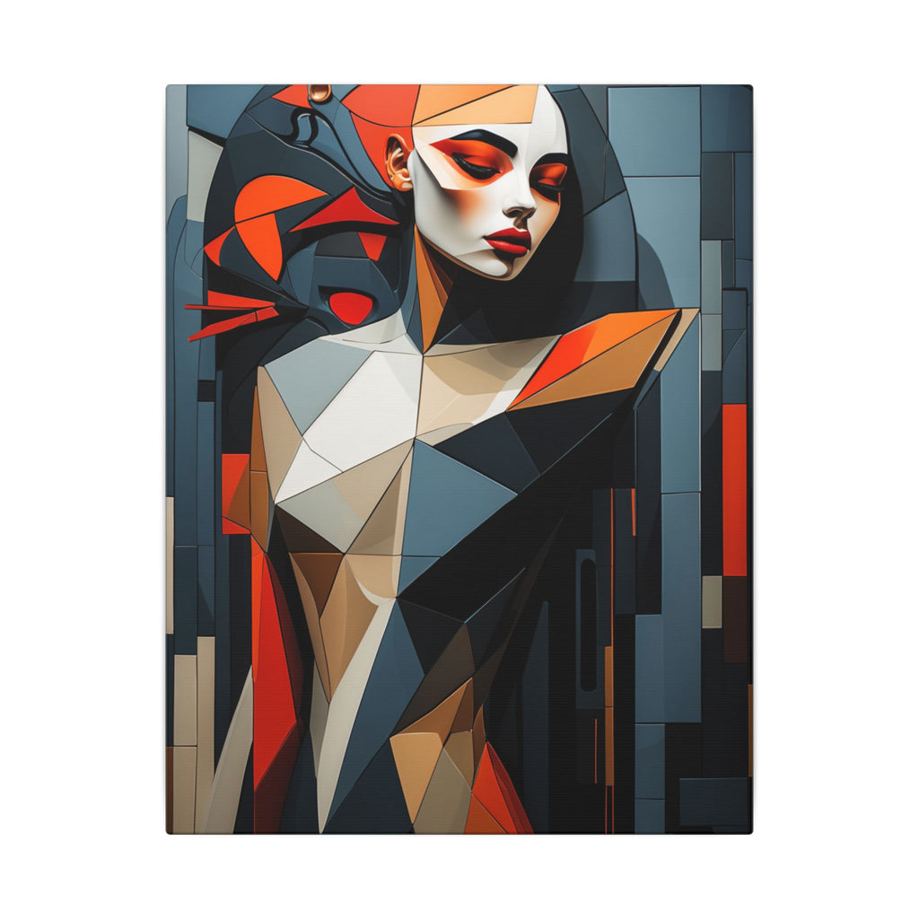 Composed in Structure – Geometric Female Portrait Canvas Print