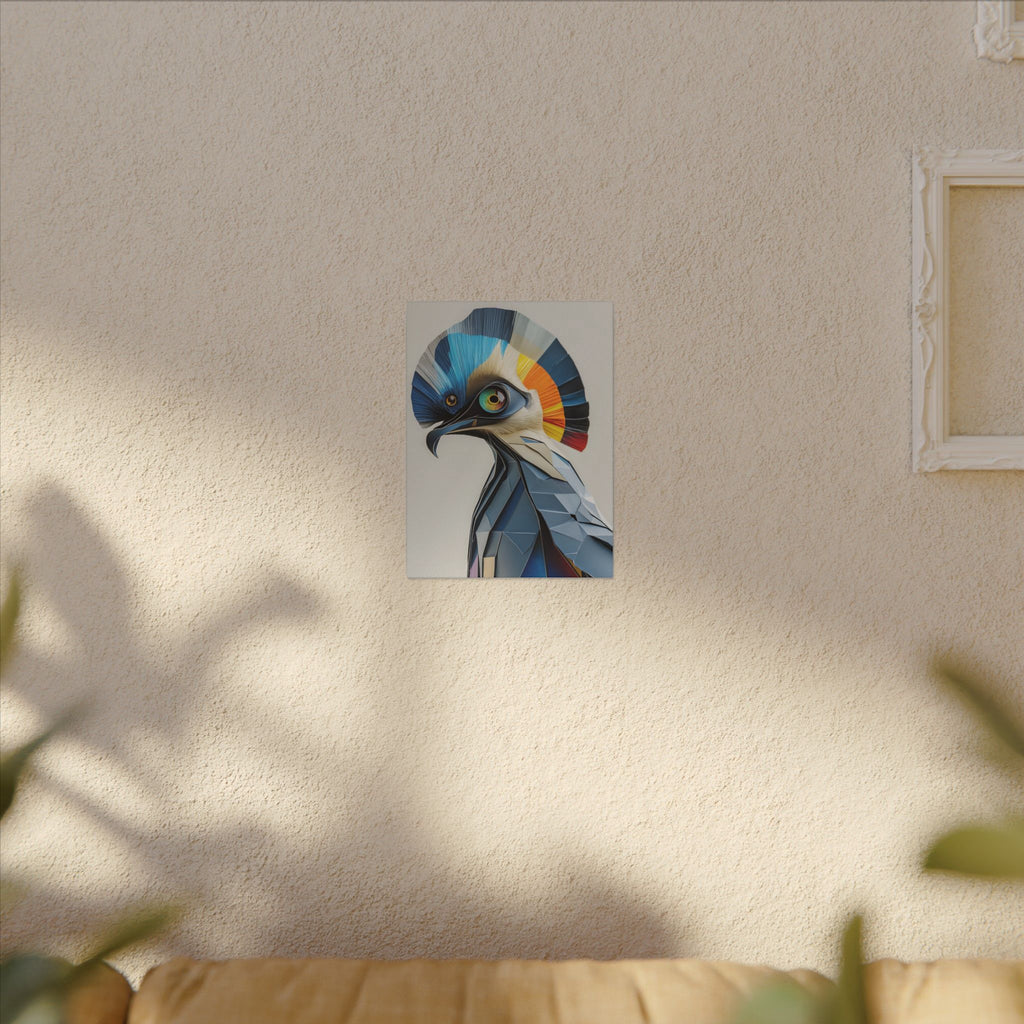 Crest of Light – Geometric Crested Bird Canvas Print