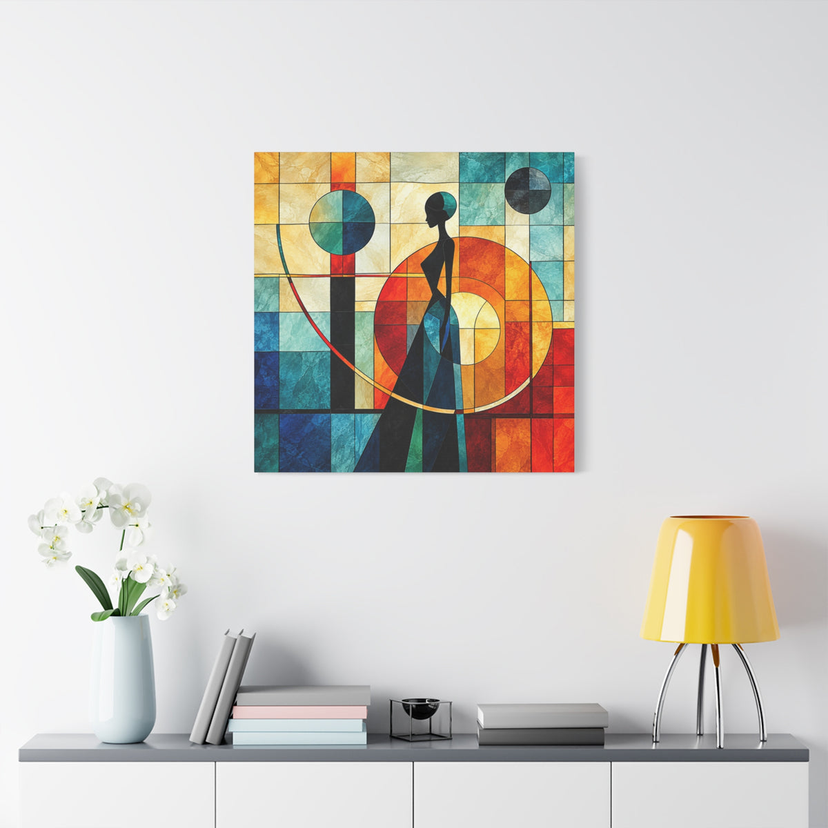 Poise in Motion — Art Deco Stained Glass Woman Canvas