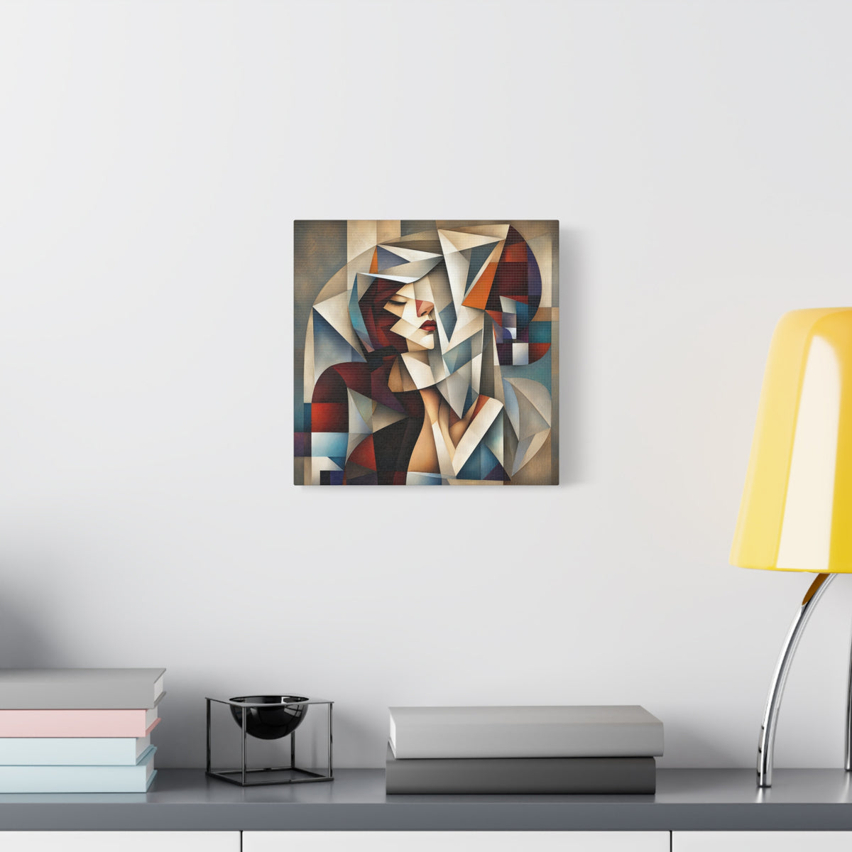 Between Her Thoughts — Modern Cubist Woman Portrait Wall Art