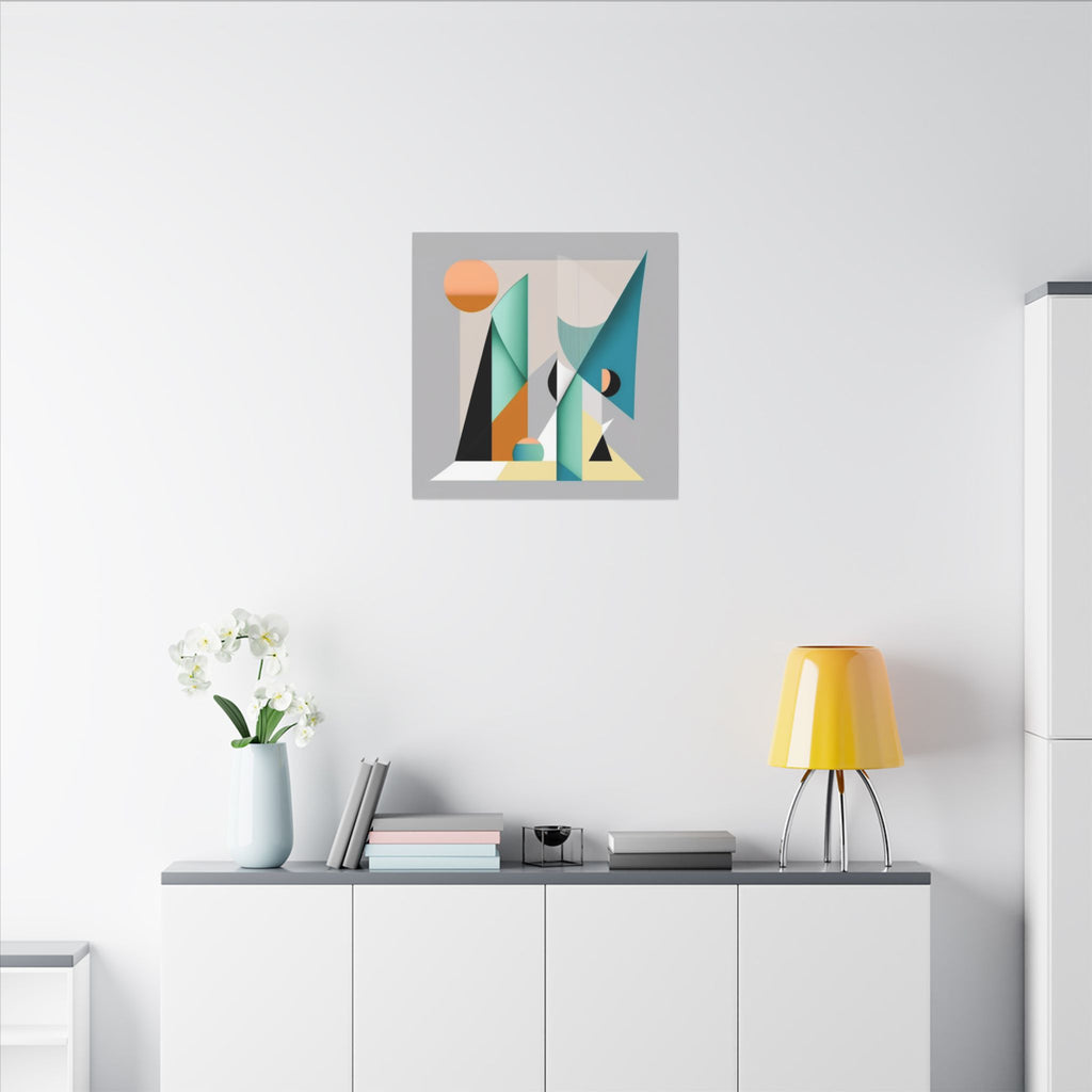 Geometry at Dusk – Teal Orange Geometric Abstract Canvas Print