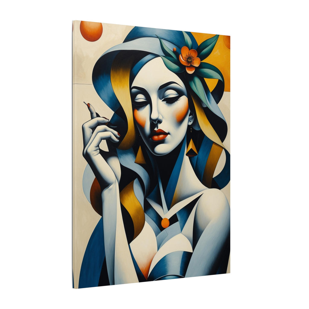 Blue Reverie – Geometric Female Portrait Canvas Print