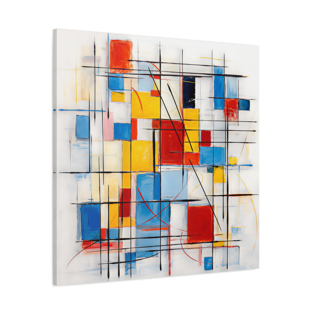 Controlled Chaos — Modern Geometric Abstract in Red, Blue, Yellow & Black