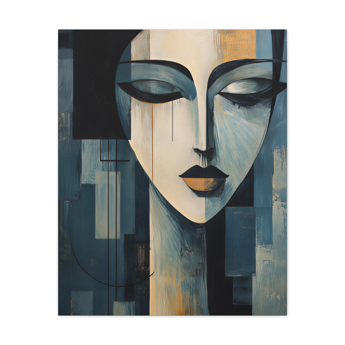 The Quiet Between — Modern Cubist Woman Fine Art Print