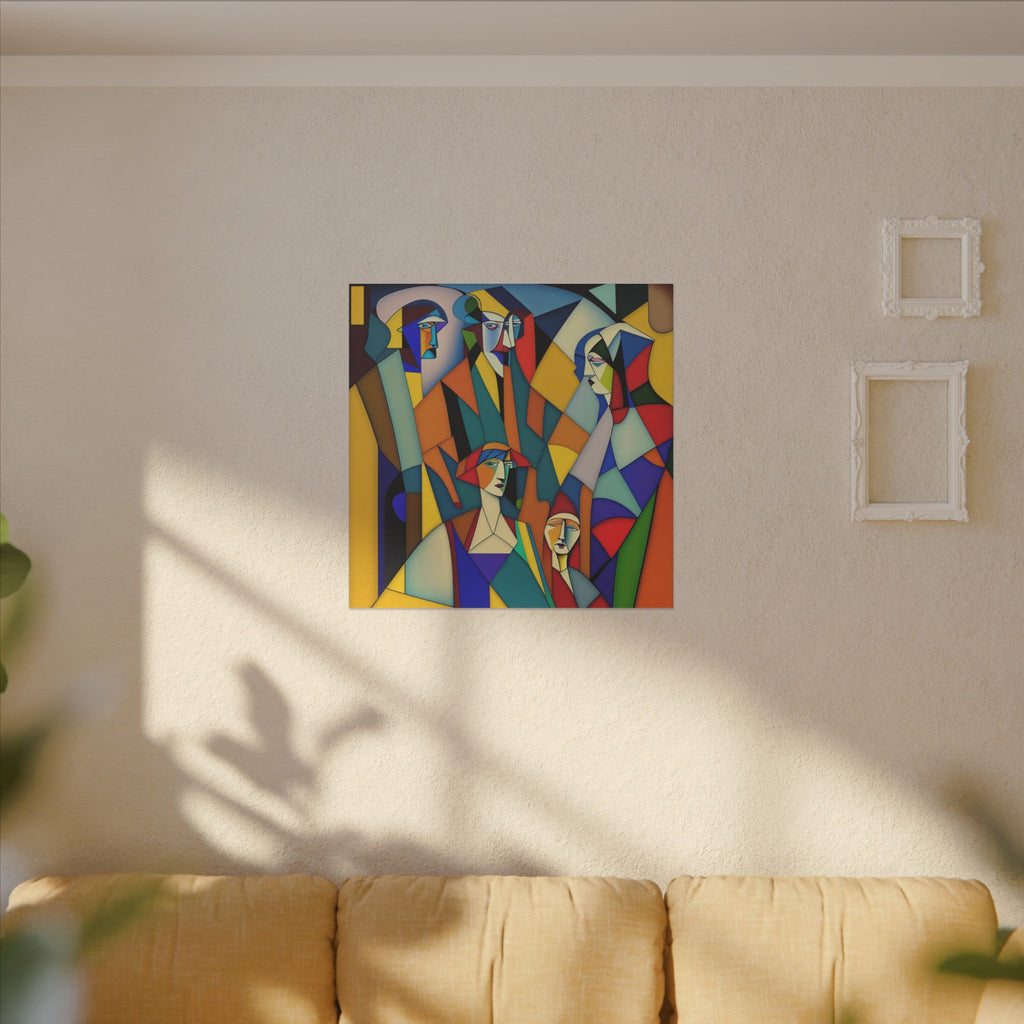 The Gathering of Selves – Colorful Geometric Figurative Canvas Print