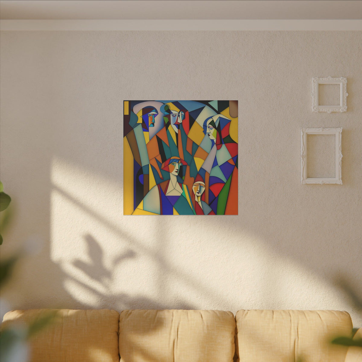 The Gathering of Selves – Colorful Geometric Figurative Canvas Print