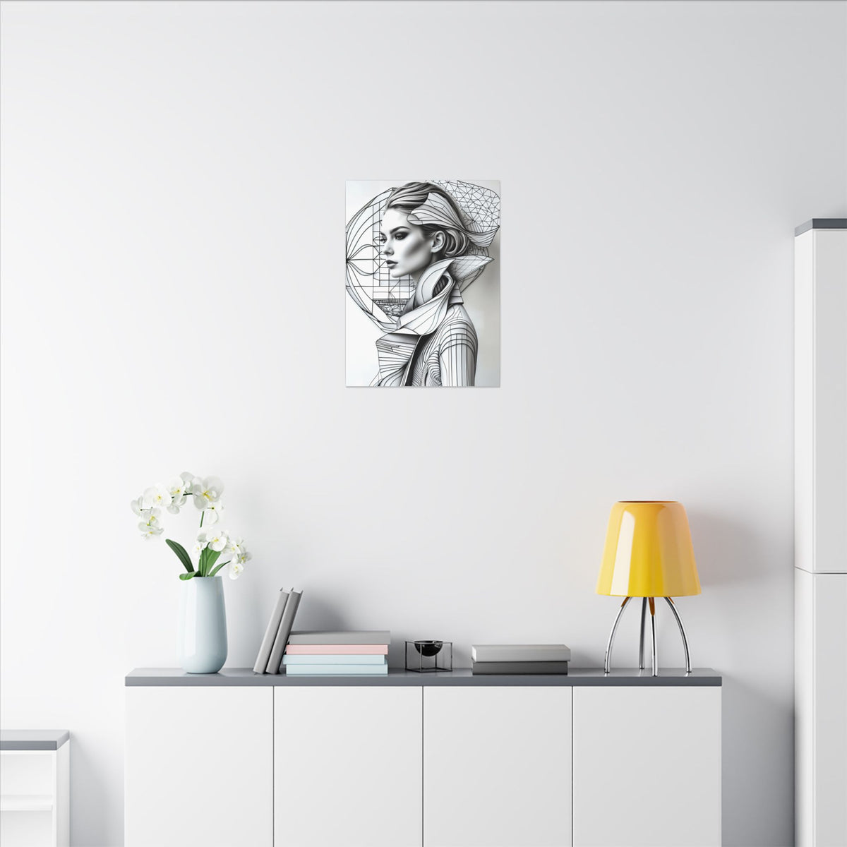 Form of Becoming – Monochrome Futurist Female Portrait Canvas Print