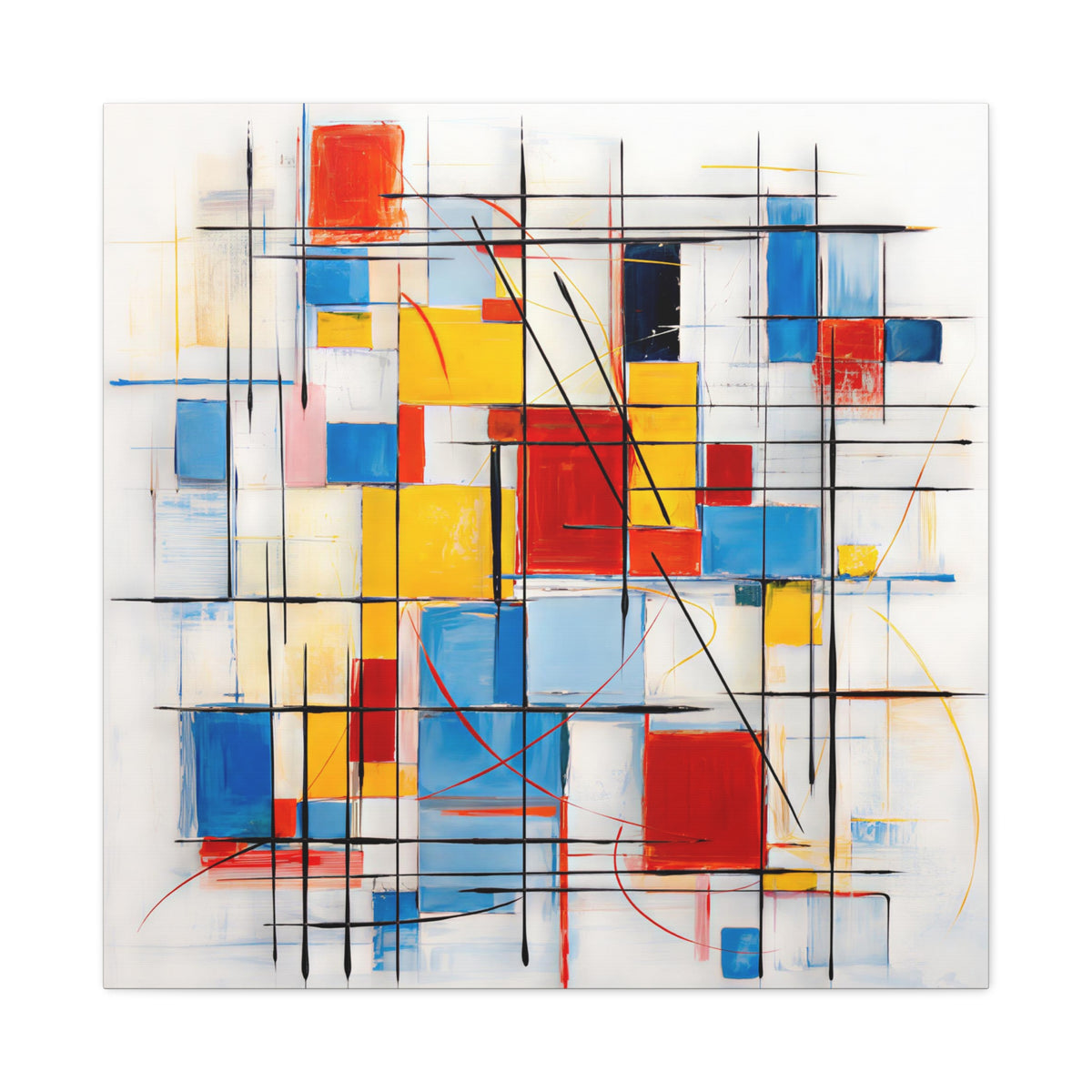 Controlled Chaos — Modern Geometric Abstract in Red, Blue, Yellow & Black